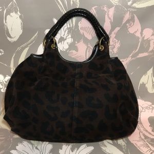 Sazaby Brown Animal Cheetah Print Leather Trim Satchel Purse Bag